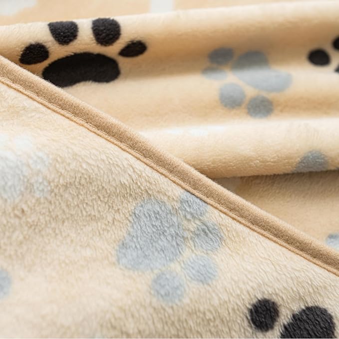 Dog Blanket Paw Bone Pattern 1 Pack 2 Super Soft Warm Flannel Sofa Cover Car - Image 4