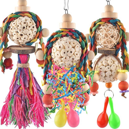Bissap 3PCS Bird Parrot Foraging Shredder Hanging Toys Sola Balls by Bissap