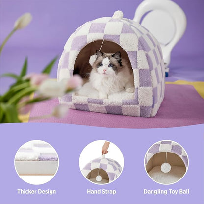 Lesure Cute Cat Beds for Indoor Cats - 2 in 1 Large Cat Cave Bed - Image 5