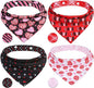 PAWCHIE Valentine's Day Dog Bandanas 4 Pack, Reversible Dog Party Triangle by PAWCHIE