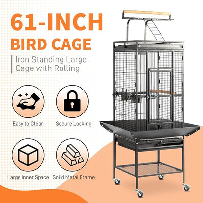 VINGLI Bird Cage with Rolling Stand - Image 2