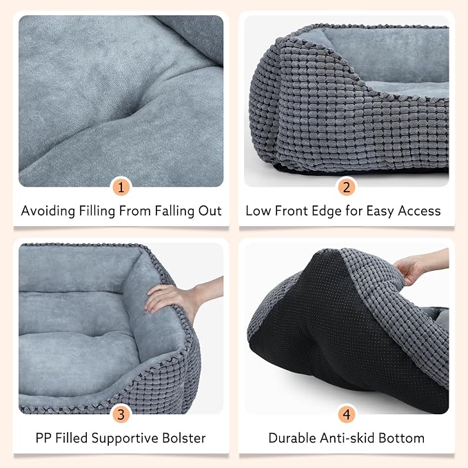 MIXJOY Dog Bed for Large Medium Small Dogs, Rectangle Washable Sleeping Puppy - Image 4