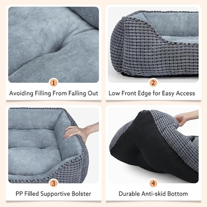 MIXJOY Dog Bed for Large Medium Small Dogs, Rectangle Washable Sleeping Puppy - Image 4