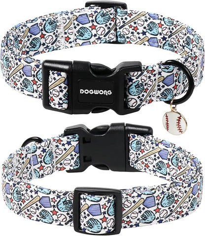 DOGWONG Baseball Dog Collar-Cute Boy Baseball Dog Collar, Adjustable Soft Male - Image 2