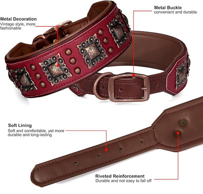 PET ARTIST Upgrade Padded Leather Dog Collar, 2 inch Wide Genuine Leather Dog - Image 5