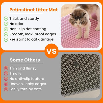 Small Cat Litter Mat, 20x14’’ Double Layer Honeycomb Cat Litter Box Mat - Image 3