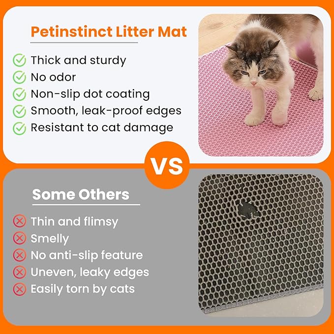 Extra Large Cat Litter Mat, 30x22 Inches Honeycomb Double Layer Cat Litter - Image 3