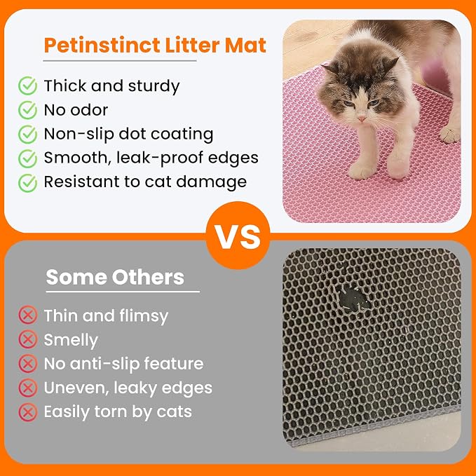 Jumbo Cat Litter Mat, 46x26 Inches Double Layer Honeycomb Litter Trapping Mat - Image 3
