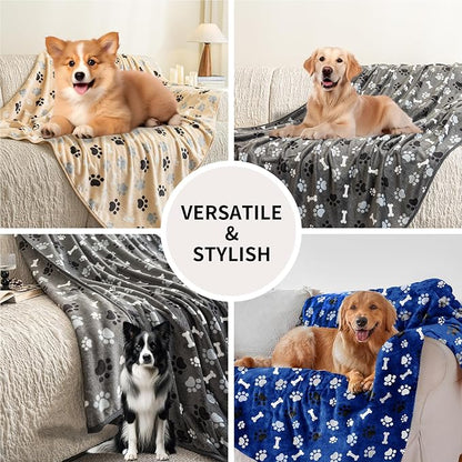 Dog Blanket Paw Bone Pattern 1 Pack 3 Colorful 60"*50" Super Soft Warm Flannel - Image 2