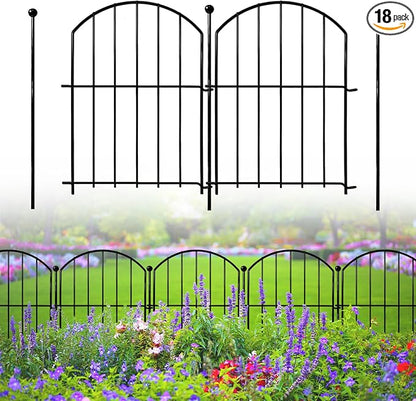 Decorative Garden Fence 17in x18ft, 18 Pack Rustproof Metal No Dig Fence Animal by Thrivinest