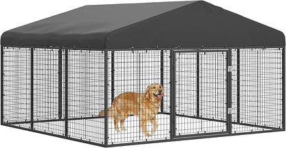 Outdoor Dog Kennel Steel for Medium/Small Dogs Anti-Rust Coating Cage by Petony