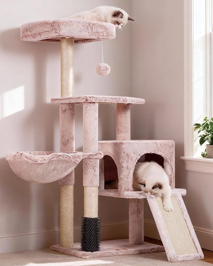 Heybly Cat Tree with Cat Self Groomer Brush, Cat Tower Condo by HEYBLY