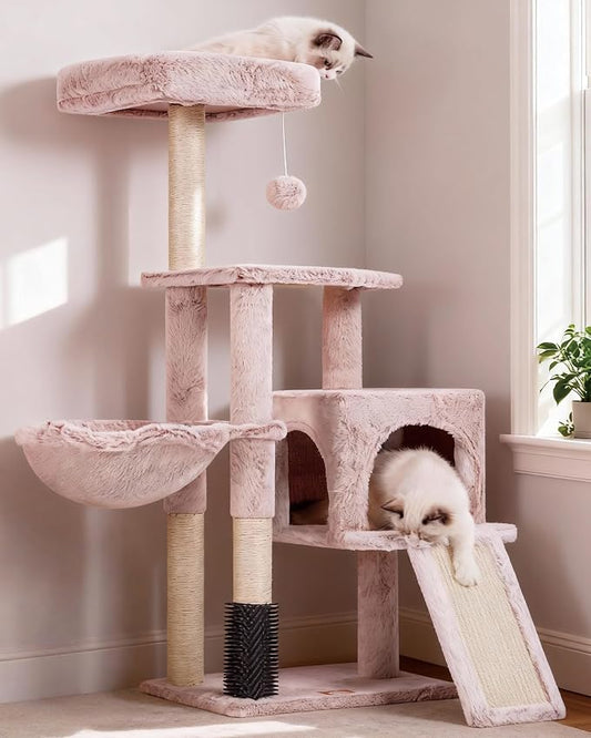 Heybly Cat Tree with Cat Self Groomer Brush, Cat Tower Condo by HEYBLY