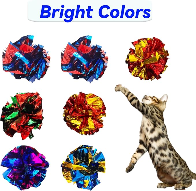 Cat Crinkle Ball Toys 10 Packs for Indoor Cats to Kill Time and Keep Fit - Image 3