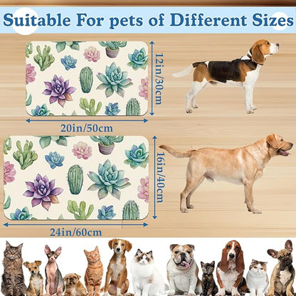 Cactus Flower Pet Feeding Mat for Floors–Christmas Stocking Absorbent Quick Dry - Image 2