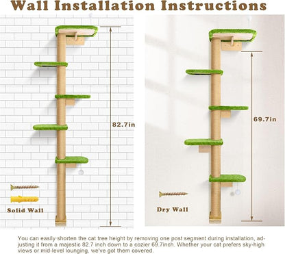 Floor to Ceiling Cat Tree for Kittens, Wall Mounted Cat Wall Furniture - Image 6