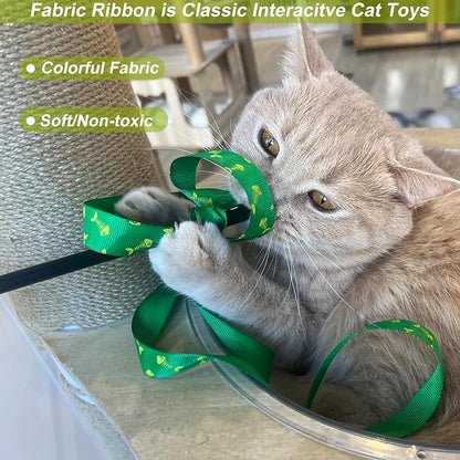 Interactive Cat Toy Wand with Crinkle, Cat Teaser Wand Rainbow String - Image 4