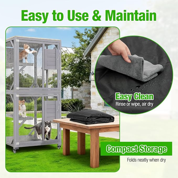 Kingling Outdoor Cat House Cover, Waterproof and Dustproof Protection Cover - Image 8
