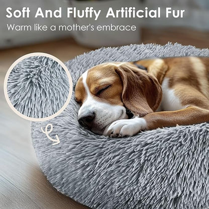 28in Large Dog Bed, Medium Size Dog and Cats, Calming Donut Bed - Image 4