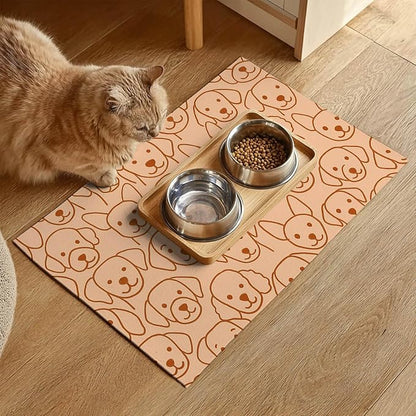 Adorable Cute Dog Faces Pattern Pets Food Mat Spill-Proof Pets Feeding Mats - Image 2