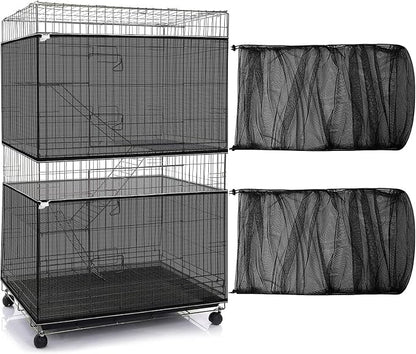 Shappy 2 Pieces Adjustable Bird Cage Seed Catcher Birdcage Cover Nylon Mesh by Shappy