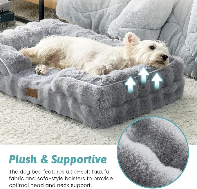 Orthopedic Dog Bed for Extra Large Dog, Soft and Warm Faux Fur Sofa for Giant - Image 4
