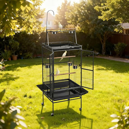 VEVOR Bird Cage, 32.7 x 31.1 x 82.7 inch, Open Flat Top, Wrought Iron Bird - Image 8
