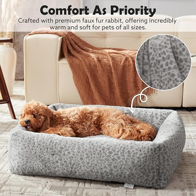 JOEJOY Dog Bed Medium Size Dog, Removable Washable Cover Orthopedic Soft Faux - Image 6