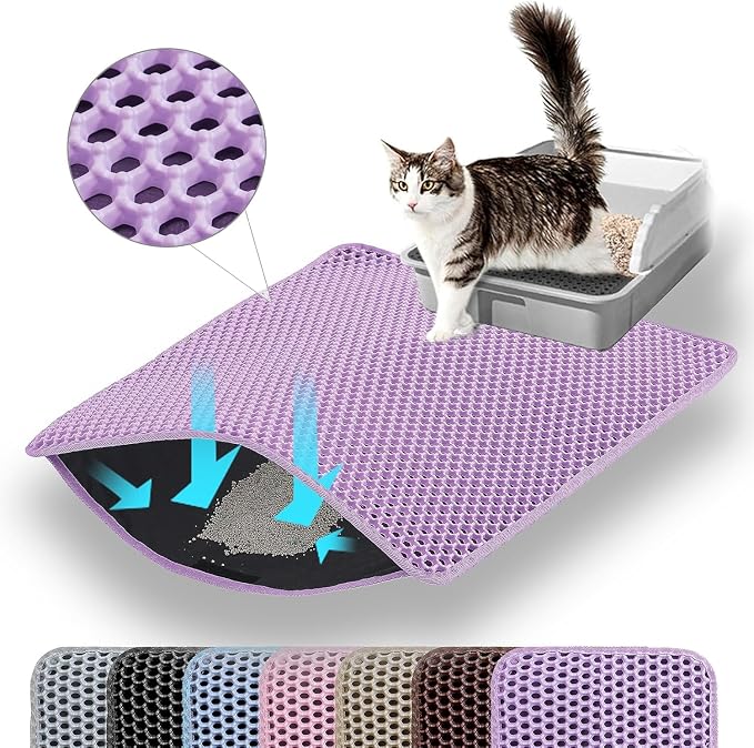 Small Cat Litter Mat, 20x14’’ Double Layer Honeycomb Cat Litter Box Mat by Petinstinct