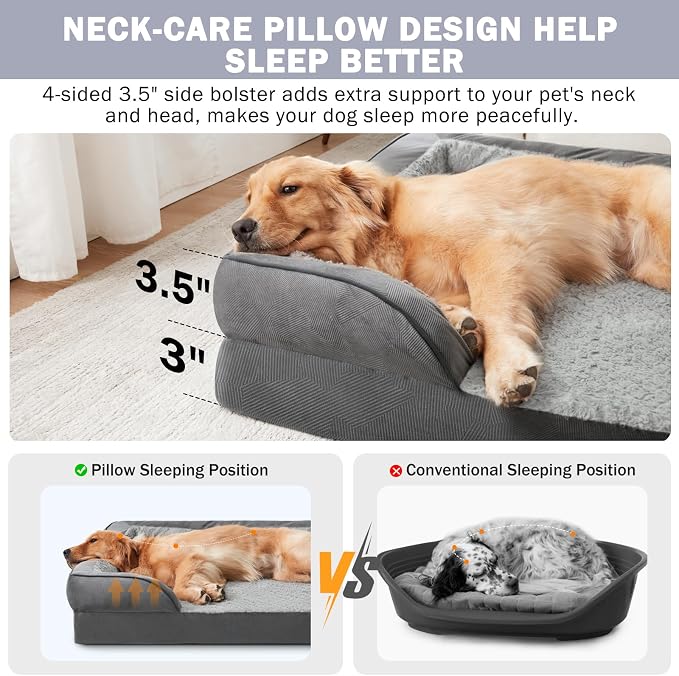INVENHO Orthopedic Extra Large Dog Bed, XXL Waterproof Dog Sofa, Egg-Crate Foam - Image 5
