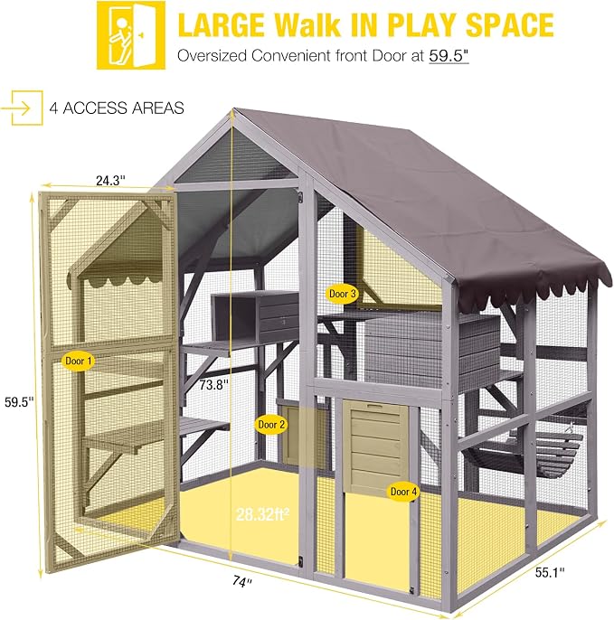 Aivituvin Cat House Outdoor Catio Kitty Enclosure - Image 9