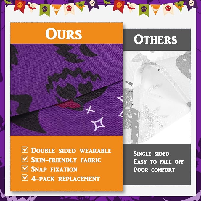 PAWCHIE Halloween Bandanas 4 Pack, Reversible Pumpkin Dog Scarf Bibs, Dog - Image 5
