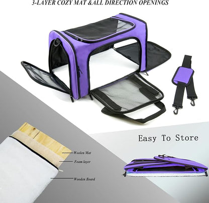 Soft Sided Carrier for Small Medium Cats Dogs, TSA Airline Approved Collapsible - Image 2