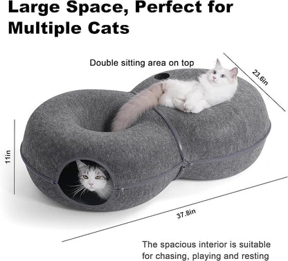 8-Shaped Large Cat Tunnel Bed for Indoor Cats, Infinite Circulation Peekaboo - Image 2
