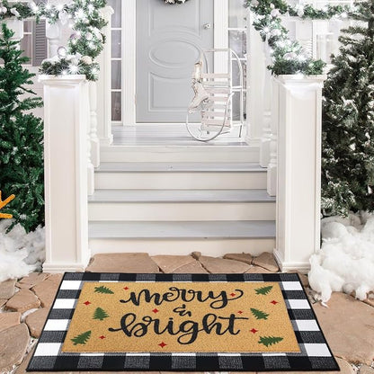 Tinideya 2 Pcs Door Mat Welcome Non Slip Coir Mats Floor Layering Doormats - Image 3