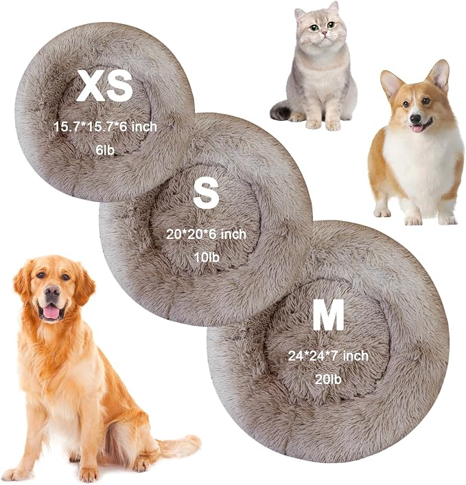Dog Bed for Small Medium Large Dogs Cats, 20 inch Calming Washable-Round Cozy - Image 4