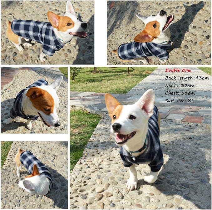Koneseve Dog Shirt, Pet Plaid Clothes Shirt T-Shirt, Sweater Bottoming Shirt - Image 6