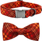 Fall Dog Collar, Pet Collar Bow Plaid Pet Collar Girl Boy Holiday Pet Collars by BoboRainbow