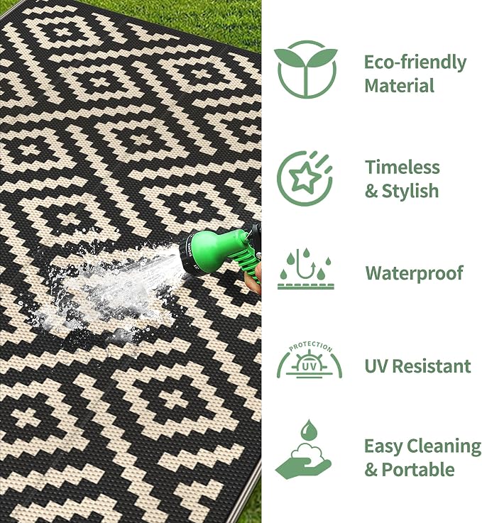 GENIMO 5x8 Outdoor Rug Waterproof, Reversible Mats, Area Rug, Plastic Outside - Image 5