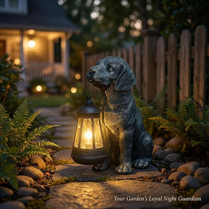 Lyeasw Solar Dog Statues with Lantern – Waterproof Outdoor Dog Figurines - Image 3