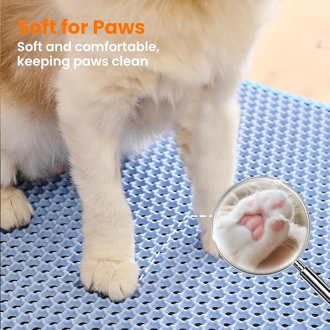 Jumbo Cat Litter Mat, 46x26 Inches Double Layer Honeycomb Litter Trapping Mat - Image 7