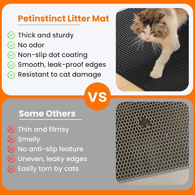 Jumbo Cat Litter Mat, 46x26 Inches Double Layer Honeycomb Litter Trapping Mat - Image 3