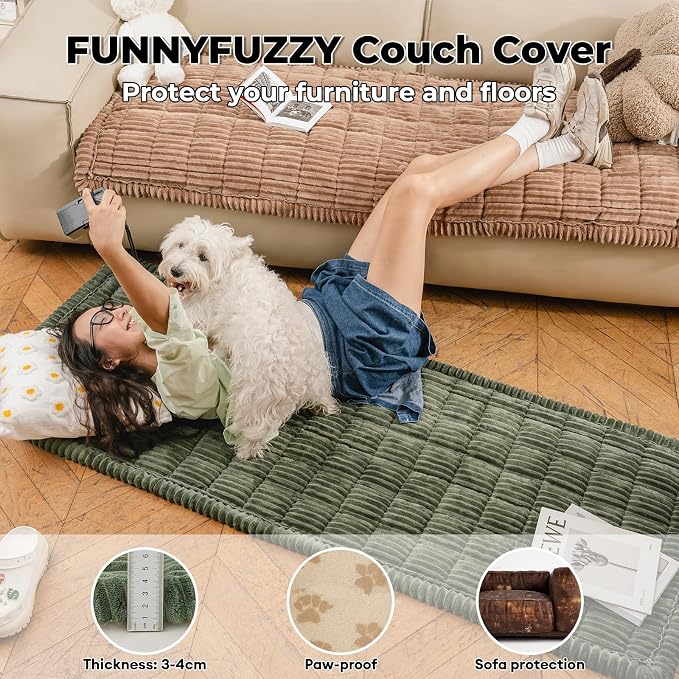 FUNNY FUZZY Pet Couch Covers for Sofa, Washable Dog Couch Cover Protector - Image 2