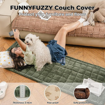 FUNNY FUZZY Pet Couch Covers for Sofa, Washable Dog Couch Cover Protector - Image 2
