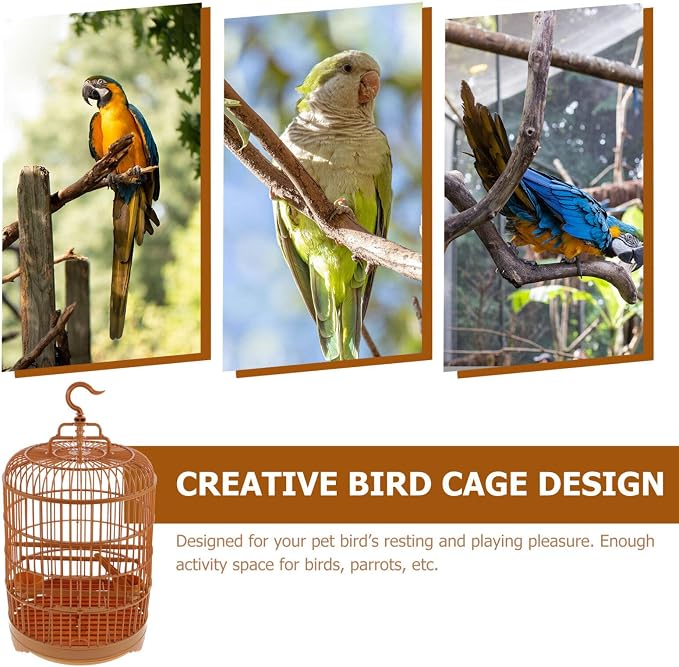 VILLCASE Round Bird Cage for Small Birds, 9.8" X 17.6 “ Plastic Travel Carrier - Image 8