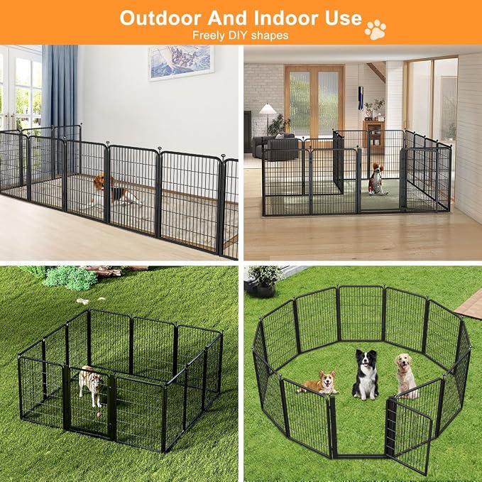 Dog Fence Outdoor Pens Outside, Portable Dog Play Pen 40" H 8 Panels Pet - Image 3