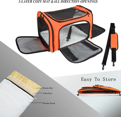 Soft Sided Carrier for Small Medium Cats Dogs, Removable Pad Collapsible Travel - Image 2