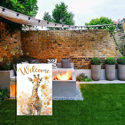 Giraffe Welcome Garden Flag, Welcome Spring Cute Giraffe Garden Flag, Pet Wild - Image 5