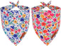 ADOGGYGO Floral Dog Bandanas 2 Pack, Reversible Cute Flower Scarf, Premium by ADOGGYGO