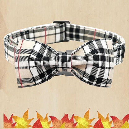 Dog Collar, Bow Dog Collar Plaid Pet Collar Dog Cute Pet Bow Soft Girl or Boy - Image 3